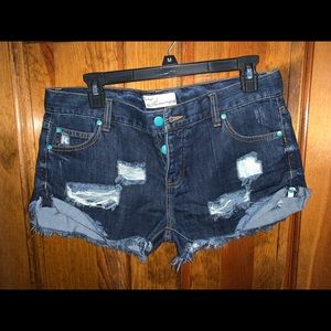 Ripped jean shorts